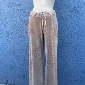 Y2k Velour Track Pants Beige Size Medium 2000s Wide leg Esprit  lounge wear